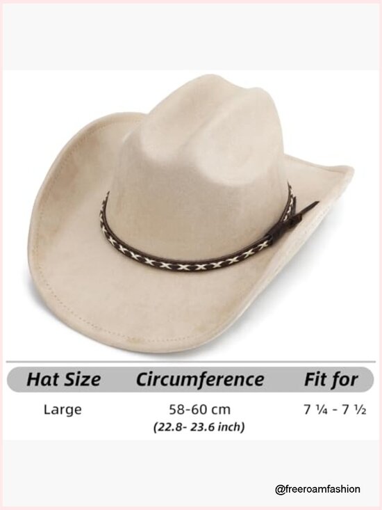 Unisex Wide Brim Felt Cowboy Hat with Adjustable Band main image 4